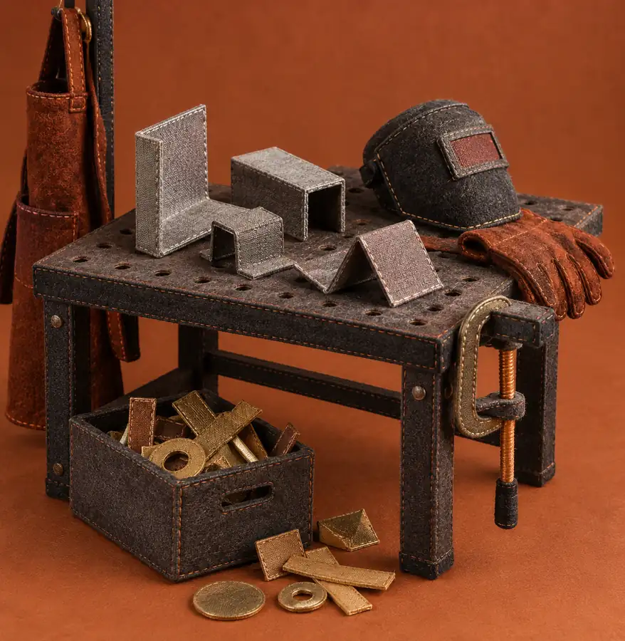 Illustration of fabrication businesses equipment and workspace
